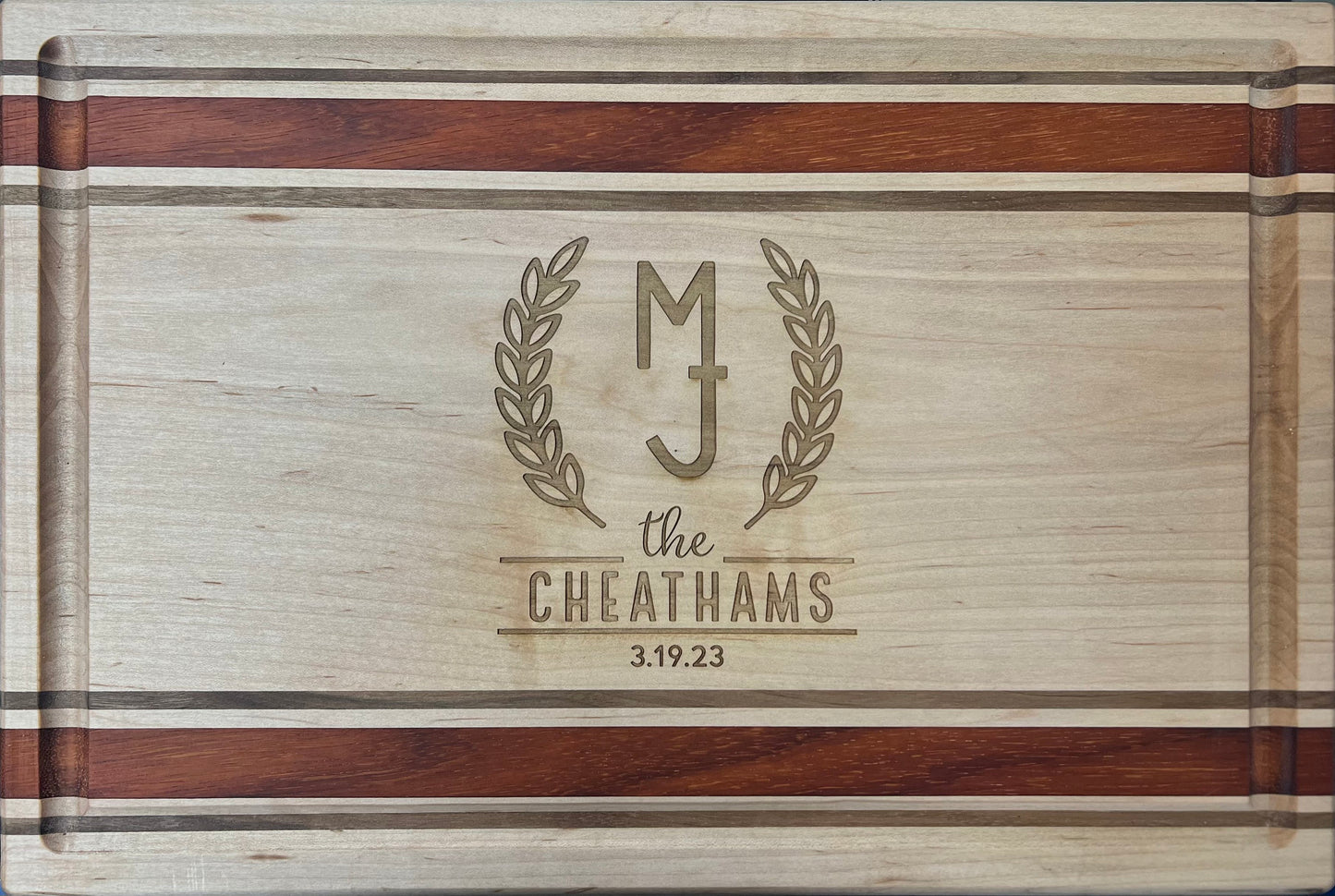 Engraved Cutting Board Walnut , Maple, Padauk, Cherry