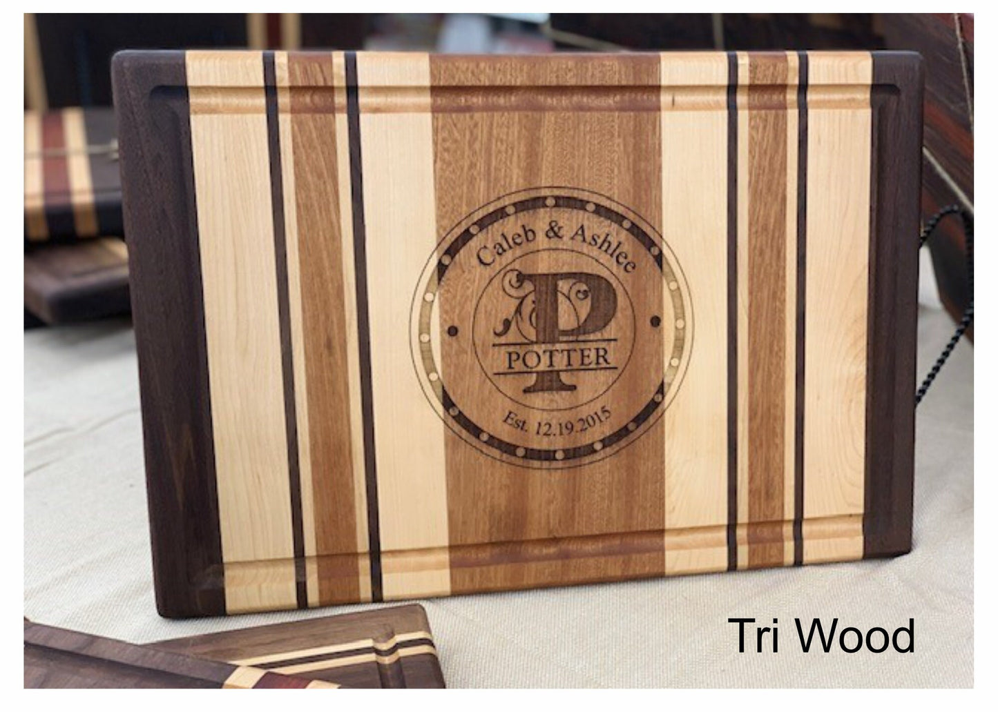 Engraved Cutting Board Walnut , Maple, Padauk, Cherry