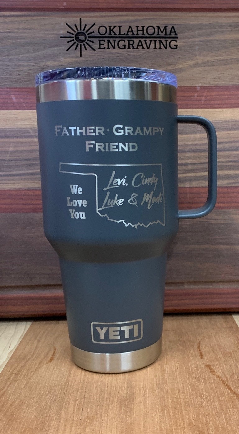 30 oz Yeti With HANDLE and Stronghold Lid Engraved, Custom Yeti with handle, Personalized Yeti Tumbler with Handle, Yeti Tumbler with Handle