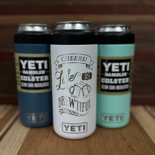 Yeti Slim Can Colster Engraved