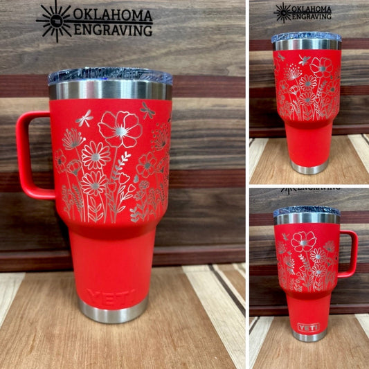 30 oz Yeti With HANDLE and Stronghold Lid Engraved, Custom Yeti with handle, Personalized Yeti Tumbler with Handle, Yeti Tumbler with Handle