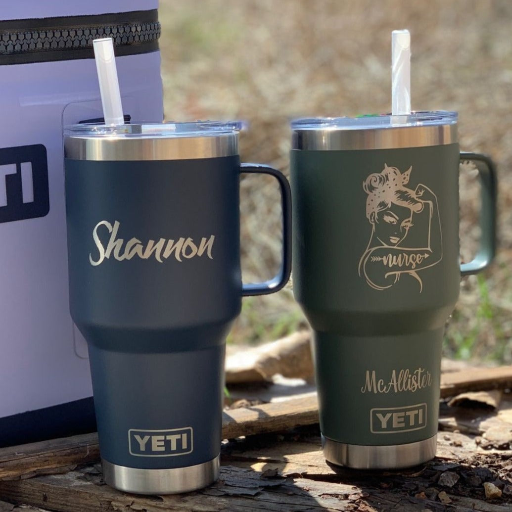 35 oz Yeti w/ Handle & Straw Lid Engraved, Yeti Tumbler with Handles and Straw, Yeti with handle 35oz